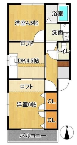 拡大写真:福岡市早良区有田1丁目 2階201の間取り