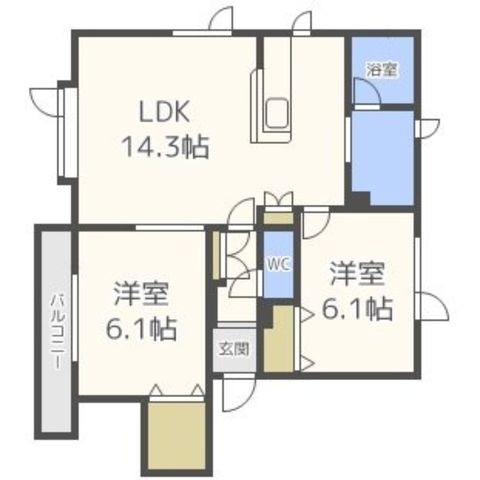拡大写真:マルシメ64 A棟 2階201の間取り