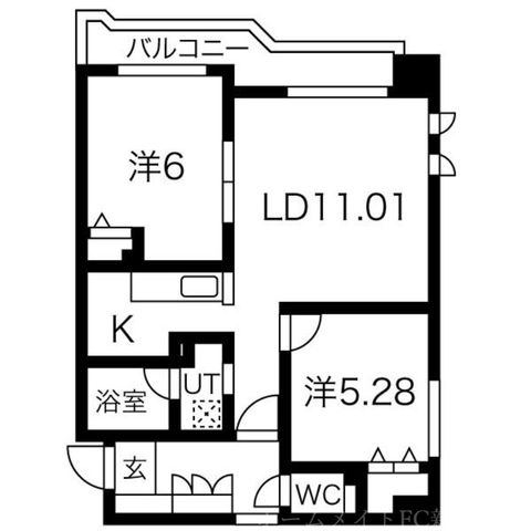 拡大写真:Vest Life N20 4階401の間取り