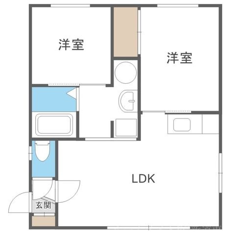 拡大写真:札幌市東区北四十条東5丁目 2階203の間取り