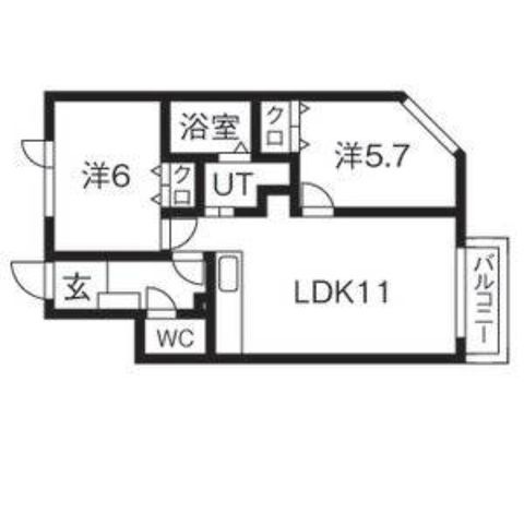 拡大写真:パストラル麻生東B 3階301の間取り