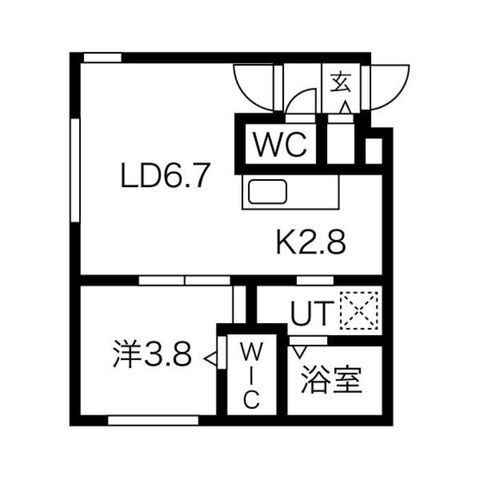 拡大写真：札幌市東区北三十六条東１６丁目 4階403の間取り