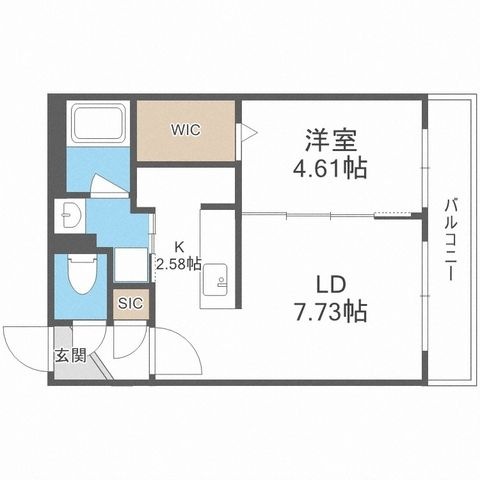 拡大写真：レスツオン北13 4階407の間取り