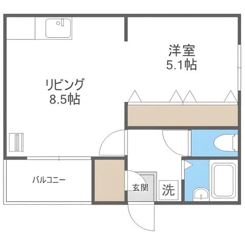 拡大写真:コートモンターニュ 2階B201の間取り
