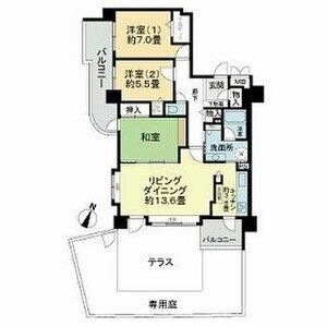 拡大写真:ライオンズマンション円山桜通り 1階101の間取り
