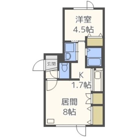 拡大写真:Oggi南円山 4階401の間取り