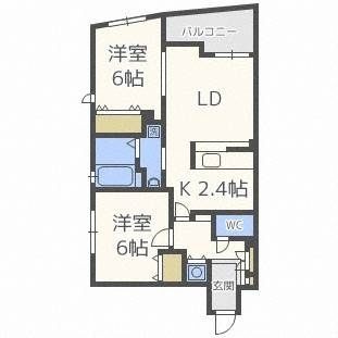拡大写真：Soleado　南4条 5階501の間取り