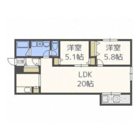 拡大写真:La Rose北円山 4階402の間取り