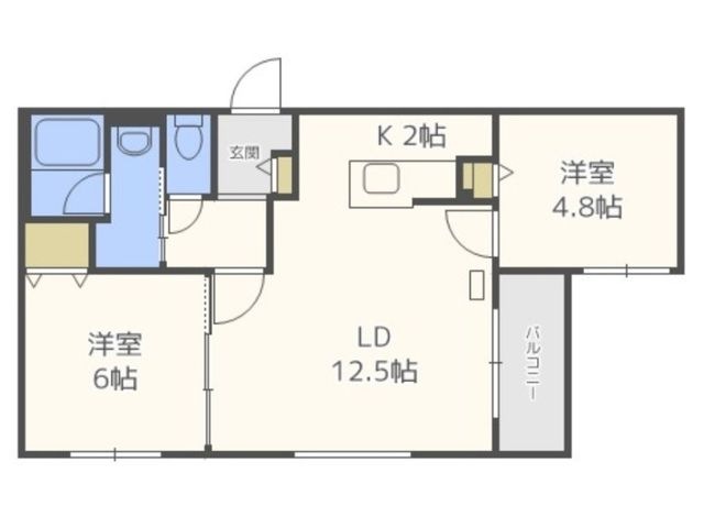 拡大写真:ブランシャール東屯田通 2階205の間取り