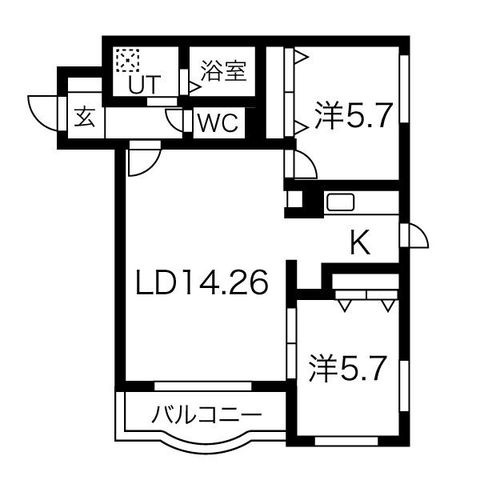 拡大写真:TA21宮ケ丘 3階303の間取り