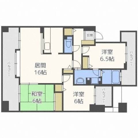 拡大写真:ダイアパレス植物園通 11階1103の間取り