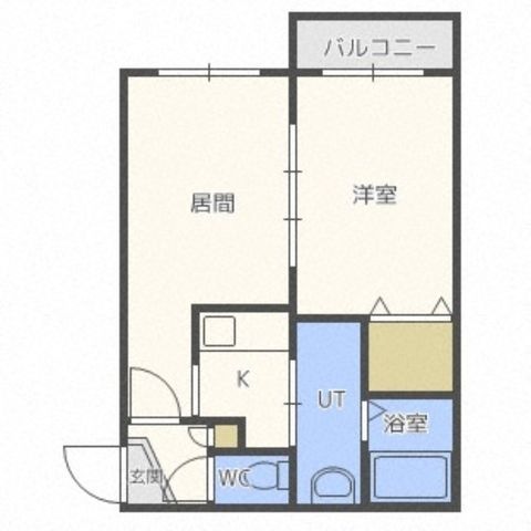 拡大写真:ヒューガパリス 4階401の間取り