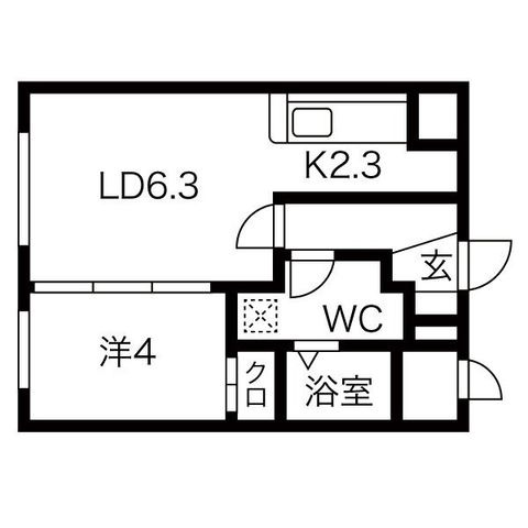 拡大写真:セカンドアベニューA 4階403の間取り