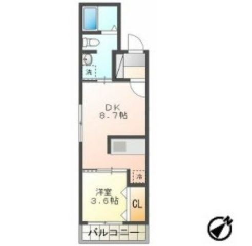 拡大写真:クラークサイドSAPPORO 4階406の間取り
