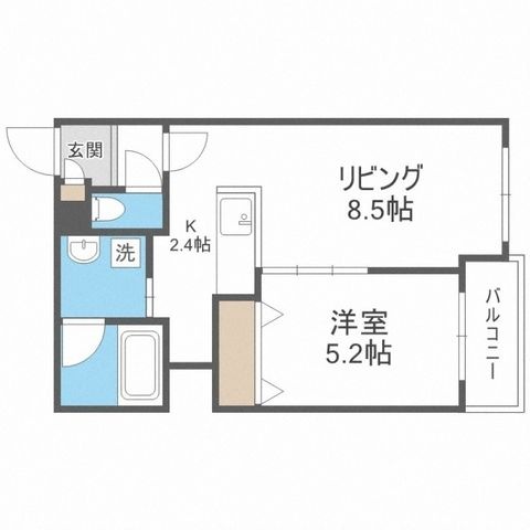 拡大写真:カカオ円山 5階503の間取り