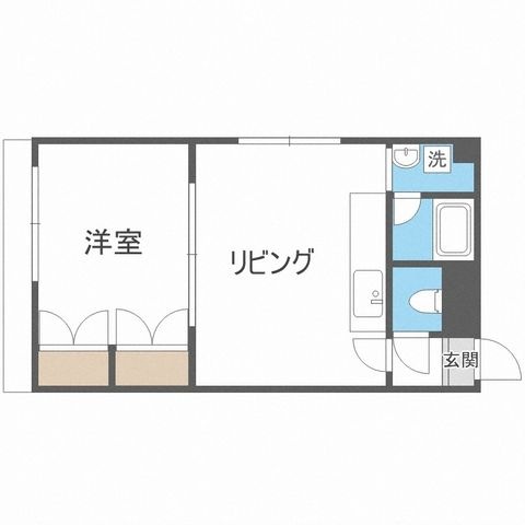 拡大写真:あいりん桑園 3階305の間取り