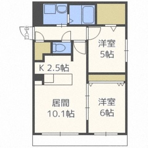 拡大写真:グランドサクセス琴似V 4階405の間取り