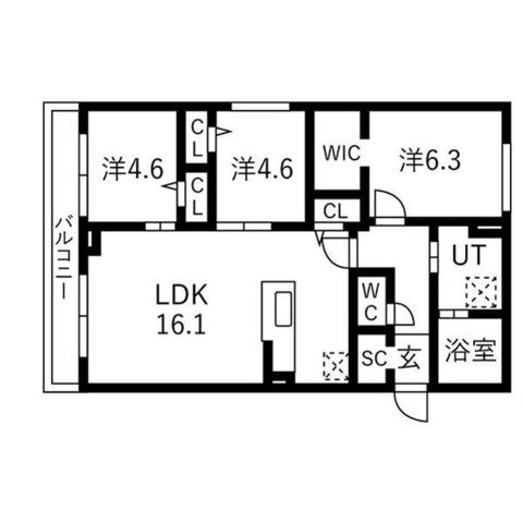 拡大写真:仮)南13西7MS邸 2階201の間取り
