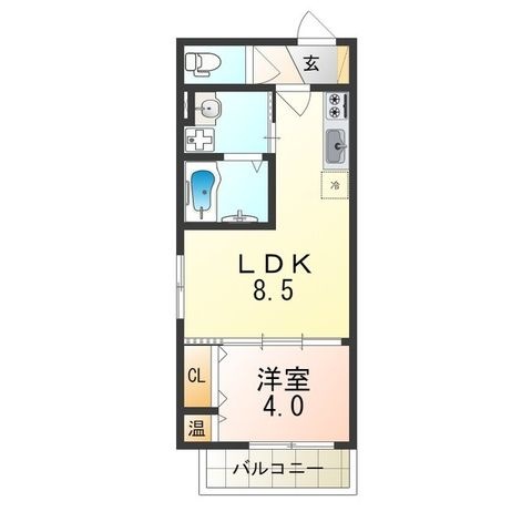 拡大写真:大阪市生野区巽中3丁目 3階301の間取り