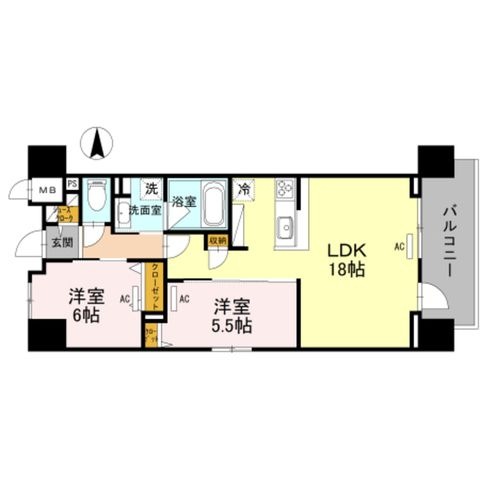 拡大写真：Fortuna yuhigaoka 8階802の間取り