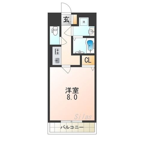 拡大写真:大阪市東成区中本2丁目 7階711の間取り
