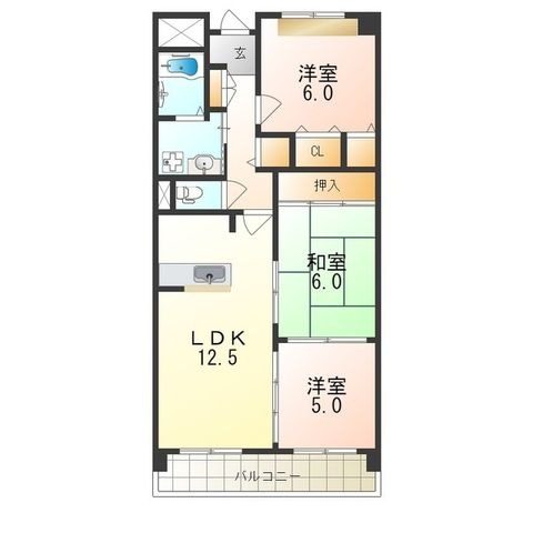 拡大写真:大阪市平野区喜連5丁目 1階103の間取り