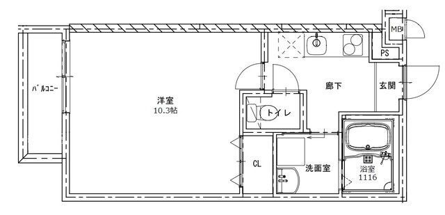 拡大写真:東大阪市東山町 2階201の間取り