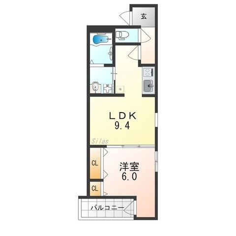 拡大写真：東大阪市森河内東１丁目 3階302の間取り