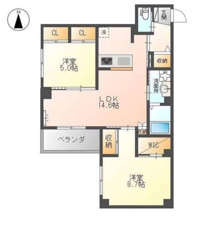 拡大写真:大阪市東住吉区桑津3丁目 4階403の間取り