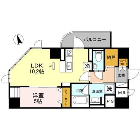 拡大写真:東大阪市菱屋西1丁目 2階201の間取り