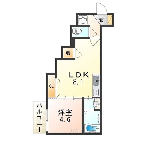 拡大写真:大阪市東住吉区湯里4丁目 2階203の間取り