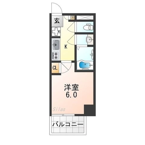 拡大写真:大阪市東住吉区杭全2丁目 6階601の間取り