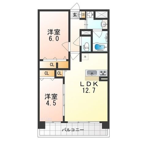 拡大写真:堺市堺区寺地町東4丁 2階202の間取り