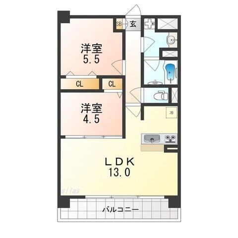 拡大写真:堺市堺区寺地町東4丁 7階705の間取り