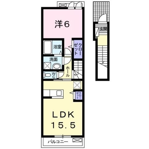 拡大写真:東大阪市川田2丁目 2階205の間取り
