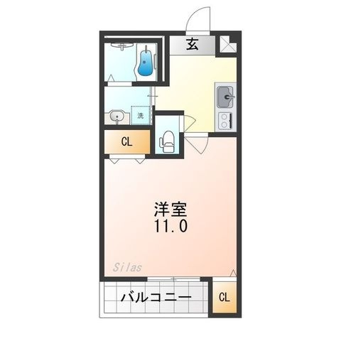 拡大写真:大阪市阿倍野区王子町1丁目 2階202の間取り