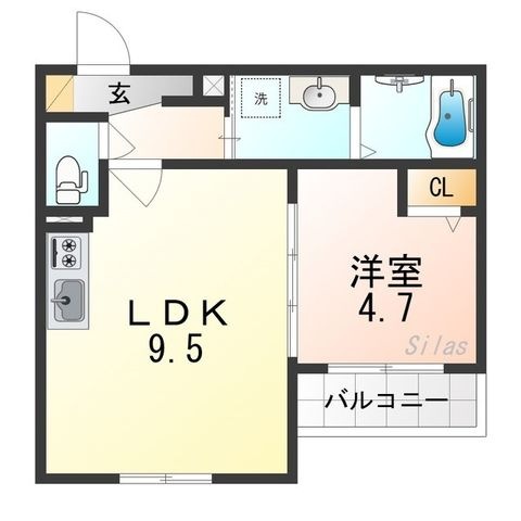 拡大写真：東大阪市柏田本町 1階104の間取り