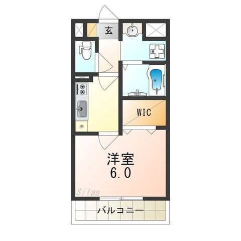 拡大写真：堺市堺区中瓦町１丁 2階202の間取り