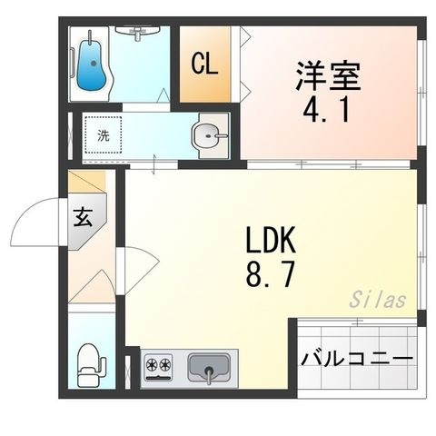 拡大写真:大阪市生野区小路東5丁目 3階301の間取り