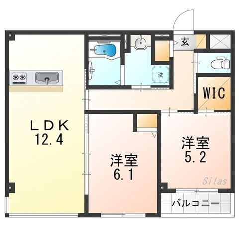 拡大写真：東大阪市菱屋東１丁目 3階302の間取り