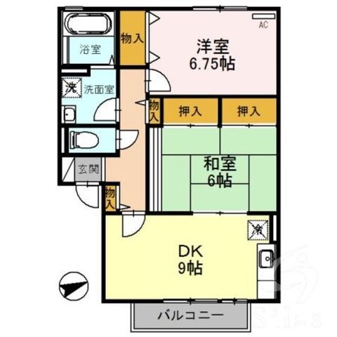拡大写真:羽曳野市南古市1丁目 2階202の間取り