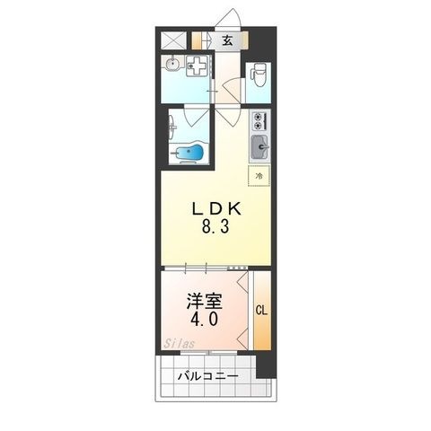 拡大写真:大阪市住吉区苅田9丁目 14階1405の間取り