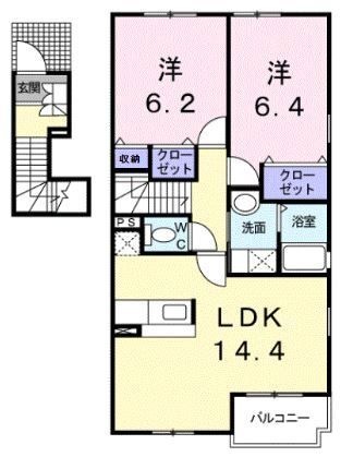 拡大写真:フォーリストベル 2階201の間取り