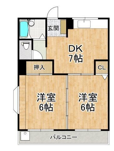 拡大写真:ハイツ中西 3階301の間取り