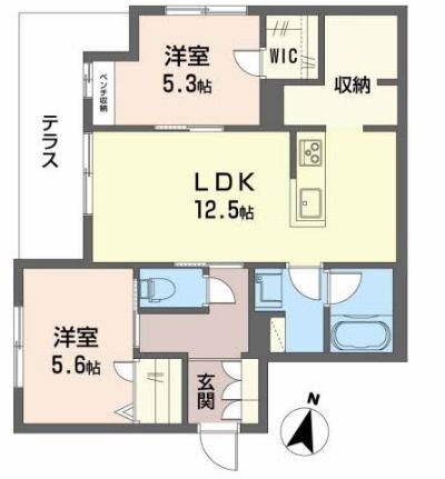 拡大写真:Palais Fleur(パレフルール) 1階101の間取り