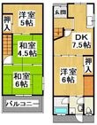 堺市東区日置荘西町テラスハウスの間取図