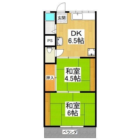 拡大写真:ブルースカイハイツ 1階B104の間取り