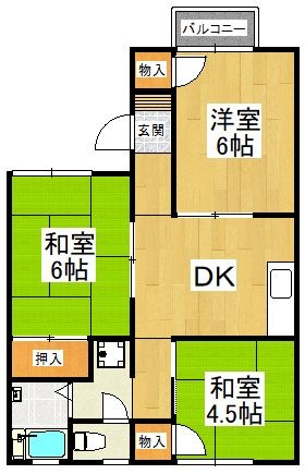 拡大写真:グリーンヒルA棟 1階101の間取り