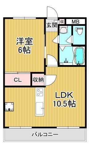 拡大写真:第2山内マンション 1階102の間取り