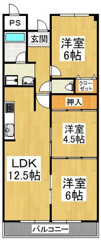 拡大写真:ギャレ金剛 4階408の間取り